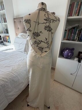 Zara Cream Slip Dress with Beaded Straps